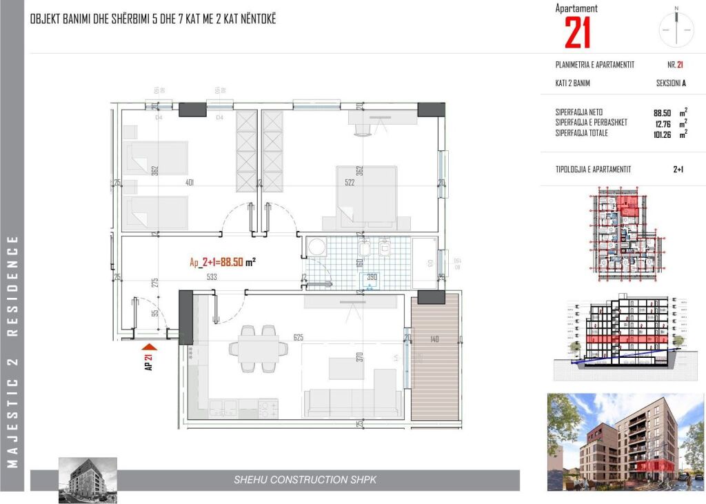 Apartament 2+1 në shitje në Paskuqan (2 of 4)