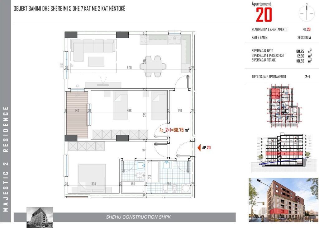 Apartament 2+1 në shitje në Paskuqan (1 of 4)