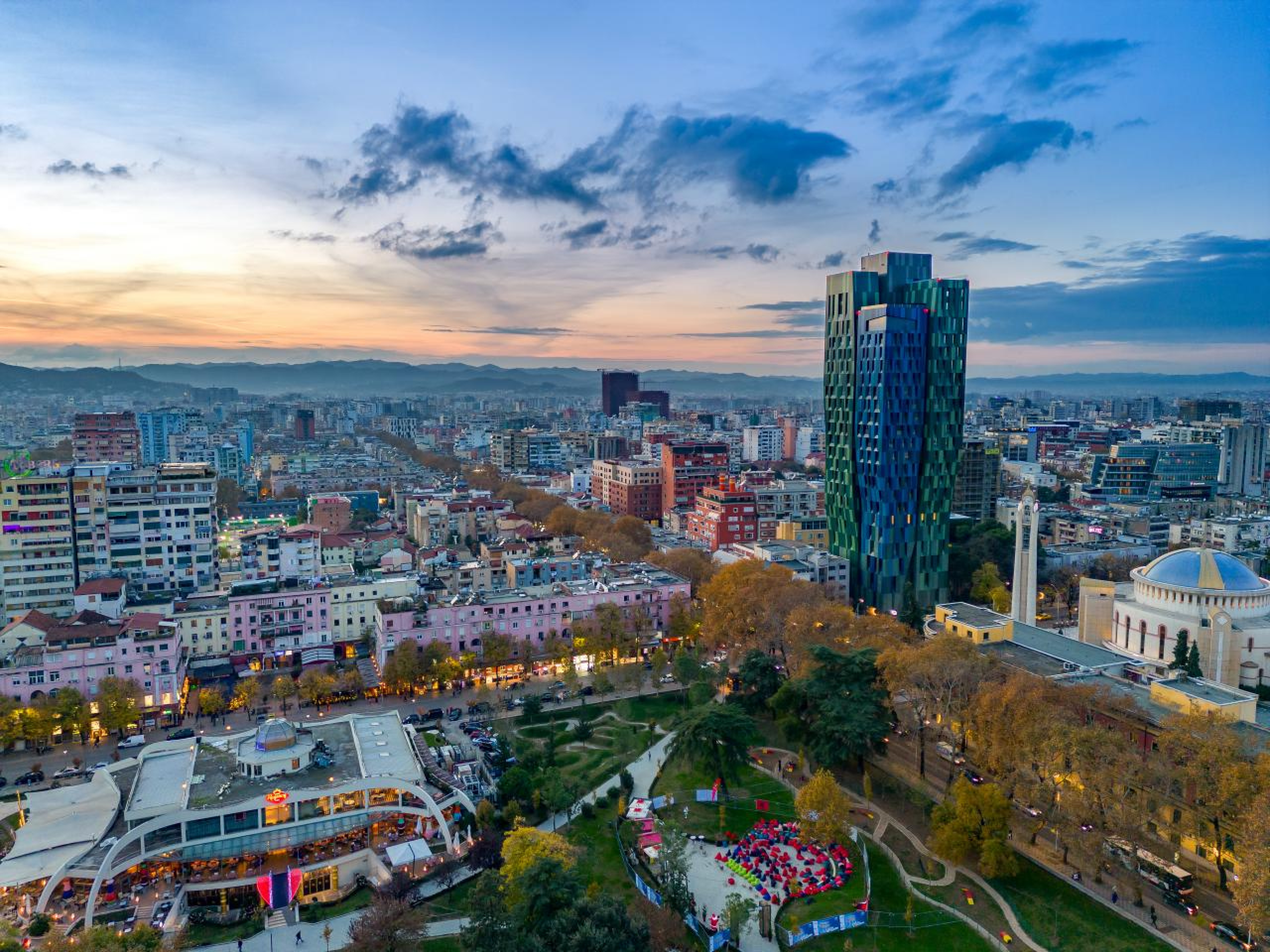Panoramic view of Tirana showcasing modern urban living and real estate opportunities